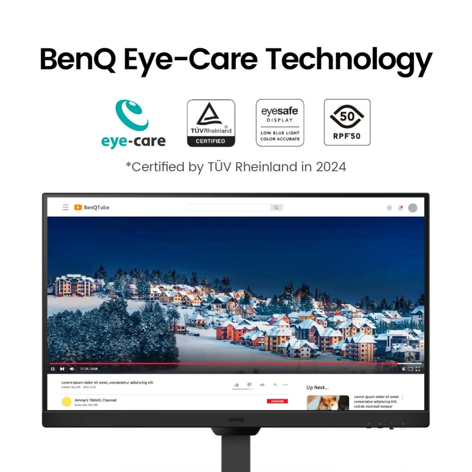 BenQ LED Monitor 23.8" IPS Panel 100Hz Tilt, Pivot Swivel With HDMI | DP | Speaker (GW2490T) view 2